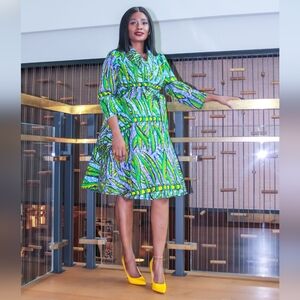 Kendra African Print Wrap Midi Dress